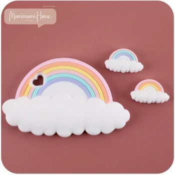 10PCS Silikónové Dieťa Počiatočných Korálky Cartoon Cloud Rainbow potravinársky Perličiek Ošetrovateľskej Cumlík Reťazca Mäkké Žuť Teethers