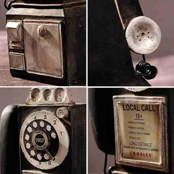 Tvorivosť Vintage Telefón Model Stene Visí Ozdoby Retro Nábytok Telefón Miniatúrne Remesiel Darček pre Bar Domáce Dekorácie