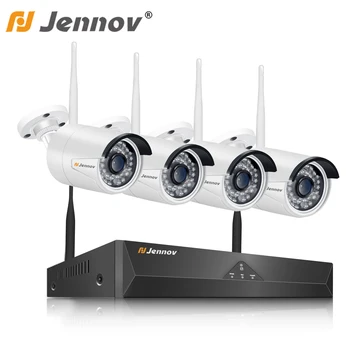 Jennov 4CH H. 264 5MP Vonkajší kamerový Bezdrôtové IP Kamery, Audio-Bezpečnosť WiFi HD Kamery Systému Domov KAMEROVÝ Set NVR Auta