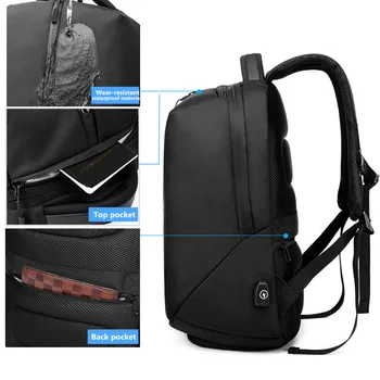 OZUKO notebook Batoh Mužov 1680D Oxford USB nabíjanie Cestovný Batoh Anti Theft Vodotesný zips, taška Fitness Topánky Vrecko