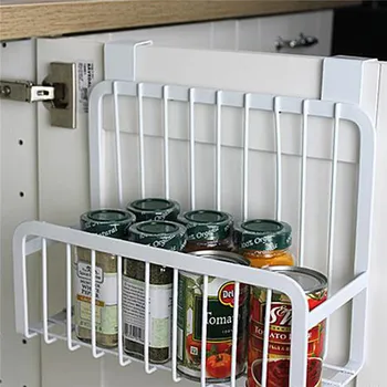 Uhlíkovej ocele skladovanie potravín police, kuchynské korenie kontajner rack skladovanie organizátor držiak na stojan pre chladnička háčik na stenu