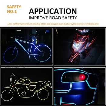 VOOFENG Vysokej Viditeľnosti Reflexné Pásky Bicyle Nálepky Bezpečnosť Cestnej premávky 12 Farieb Samolepiace Výstražné Pásky 1 cm*8m