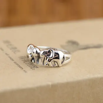 925 Silver Dvojité Slon Prstene pre Mužov, Ženy Šperky Reálne S925 Šterlingov Thai Strieborný Prsteň Veľkosti 5-8