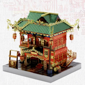 Diy Doll House Zhonghua Ulici Série Metal Mozaiky Čínsky Architektonický Model Jingwumen Hodváb A Satén Shop