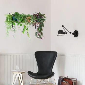 Zelená listová rastlín hrniec stenu, nálepky, obývacia izba gauč pozadí nástenné dekorácie spálňa obtlačky domova samolepky PVC tapety