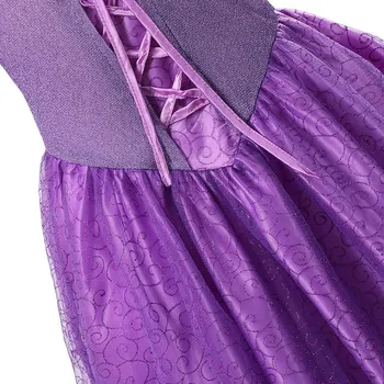 MUABABY Dievčatá Deluxe Princezná Rapunzel Kostým Krátky Rukáv Šnúrkou Bowknot Kvetinový Maškarný Party Šaty Halloween Oblečenie