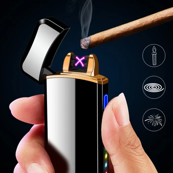 LED Svetlo USB Elektrický Zapaľovač Vetru Flameless Dual Arc Cigaretový Zapaľovač Módne Gadgets Fajčenie Príslušenstvo Plazma Ľahšie