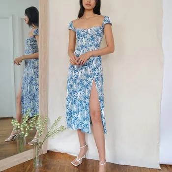 Letné dámske šaty príležitostné tlače slim šaty Vestidos