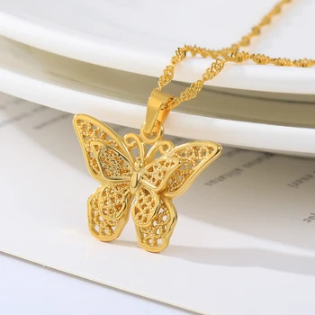 Prekrásny Motýľ Náhrdelník Z Nerezovej Ocele Materiál Water Wave Reťazca Kúzlo Náhrdelník Klasické Zlaté Šperky Butterfiy Príslušenstvo