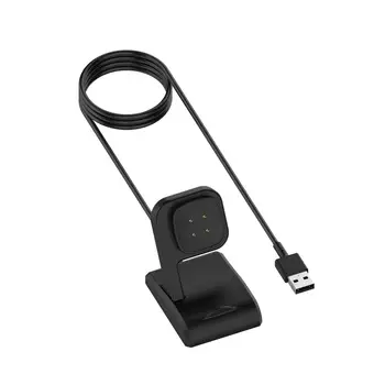 Nové 1m Nabíjačku USB Nabíjací Dok Kolísky Stanice Čierna Pre Fitbit Versa3 / Zmysel Smartwatch Chager Stáť Náhradné Príslušenstvo