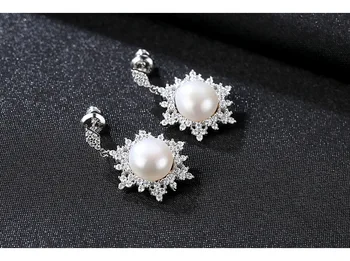 [MeiBaPJ]Prírodné Sladkovodné Perly Módne Snowflake Drop Náušnice Reálne 925 Sterling Silver Jemný Šarm Šperky pre Ženy