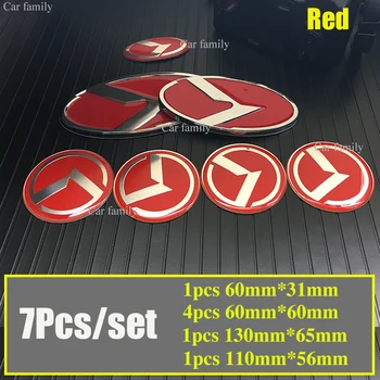 Červené Auto Príslušenstvo Súprava Znak 7X Predné/zadné Znak sa Vzťahuje Epoxidové Kolesa Spp Odtlačkový Volant Nálepky 130 MM 110 MM 60 MM 31MM