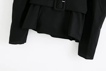 Vintage Ženy, Čierne Tričko, Blúzka Jeseň 2020 Nové Módne Lístkového Rukáv Top tvaru Lomka Kimono Košele
