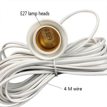 E27 misiek 4M sieťový Kábel EÚ Plug Nezávislé Tlačidlo Prepnúť Linka pre LED Prívesok Žiarovky Pozastavenie Zásuvky