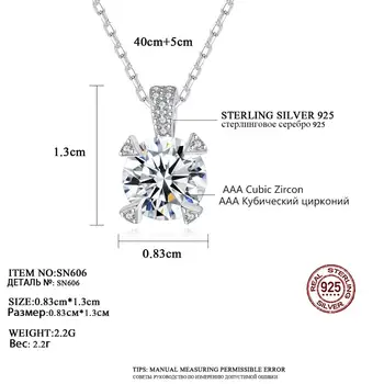 CZCITY 925 Sterling Silver Náhrdelník pre Ženy, Svadobné Zapojenie Jednoduchých Kolo AAA Kubický Zirkón Jemné Šperky Joyas De Plata 925