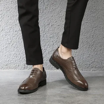 Ručné Mikrovlákna Kožené Mužov Oxfords Krajky-Up Business Mužov Formálne Topánky, Muži Šaty Topánky