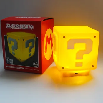 USB Super Mario LED otáznik Znejúce Nočné Svetlo Domáce Dekorácie Ploche Stola Čítanie Detí Darček Anime Hračka Nočná Lampa