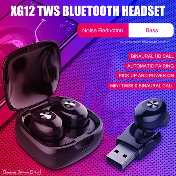 XG 12 TWS Bluetooth V5.0 Stereo Slúchadlá Bezdrôtové Earbus HIFI Zvuk Športové Slúchadlá, Handsfree Herné Headset s Mikrofónom pre Telefón