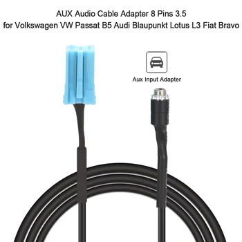 Nové AUX Audio kábel Kábel Adaptéra 8 Pinov 3.5 pre Volkswagen VW Passat B5, Audi Blaupunkt Lotus L3 Fiat Bravo