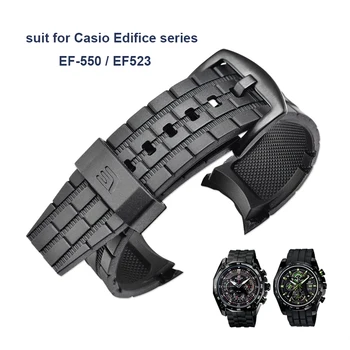 Sledujte Kapela Oblek pre Casio Budova Série Hodinky Remienok EF-550 / EF523 Gumy, Živice Remienok Hodiniek