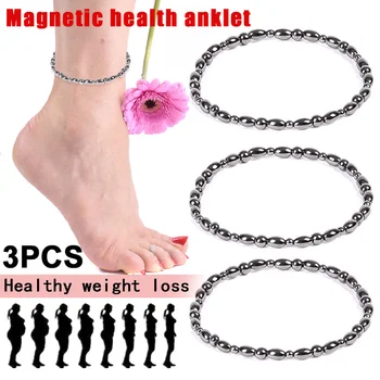 3 Ks Magnetické Chudnutie Anklet Black chudnutie Zdravé Terapia Anklet EK-Nové