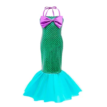 Dievča Ariel Fancy Dress Up Oblečenie, Deti Halloween Kostým Princezná Deti, Malá Morská víla Oblečenie pre Narodeniny, Vianoce, Karneval,