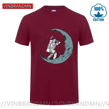 Nápaditý Dizajn Mesiac Kopanie Astronaut T shirt mužov Mesiac Vstupnej tee tričko Zábavné Vonkajší Priestor, Kopanie Mesiaca T-shirt Camiseta