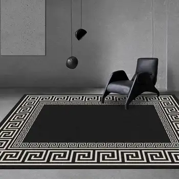 Jednoduché geometrické čierna a biela kúpeľňa obývacia izba gauč spálňa posteli koberec podlahy v kuchyni mat balkón práčka koberce