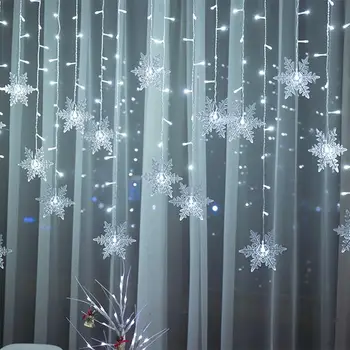 Snowflake Opony Svetlá 8 Režimy Na Šírku Lampa Romantické Vianoce Svetlo Vonkajšie 96 Led Trvanlivé Nepremokavé