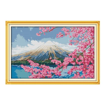 Radosť nedeľu Mount Fuji Počíta Cross Stitch Výšivky Cross Stitch Krajiny 11CT 14CT Záhrada Cross Stitch Súpravy na Vyšívanie
