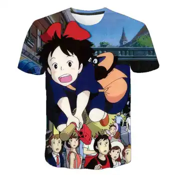 Kiki je Doručenie T Shirt deti 3D Dievča oblečenie Totoro Harajuku Kawaii Miyazaki Anime T-shirt Legrační Karikatúra camiseta Topy