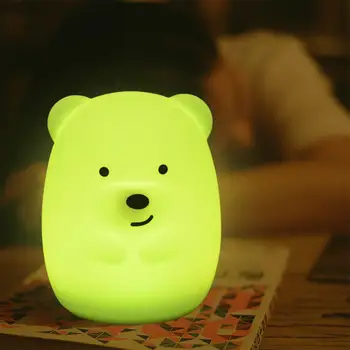 Nová 7 Farieb Medveď Zajaca LED USB Zvierat Nočné Svetlo Silikónové Mäkké Cartoon Detí, Detské Škôlky, Lampa led Nočné Svetlo