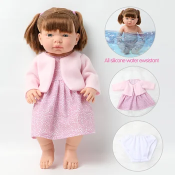 40.5 cm simulácia dlhé vlasy bebe reborn novorodenca bábika 16-palcové Mäkké silikónové Realistické Nepremokavé bábika DIY vzdelávania vaňa hračky dieťa