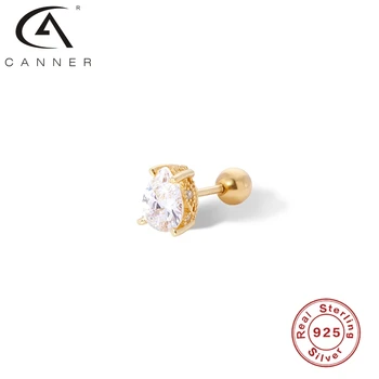 CANNER Mesiac Dýku Vír, Náušnice Pre Ženy S925 Mincový Striebro Piercing Farba Diamond Mini Had Stud Náušnice Jemné Šperky