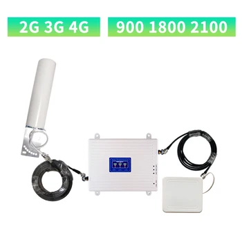 2G 3G, 4G Tri-band Mobilný Telefón Signál Booster 70 db GSM 900, LTE 1800 WCDMA 2100 MHz Mobilného Signálu Celulárnej siete Repeater Mobilný Telefón