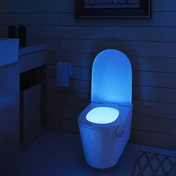LED Wc Sedadlo Nočné Svetlo Inteligentný Senzor Pohybu, Wc Svetlo 8 Farba Nepremokavé Wc, Kúpeľňa s podsvietením Wc