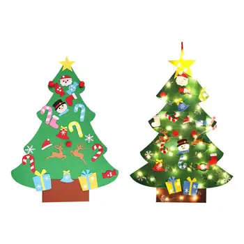 Cítil Vianočný Stromček DIY Mäkké Vianočný Stromček s Ozdoby a String Svetlo Christma dekorácie Santa Claus Vianočný Strom
