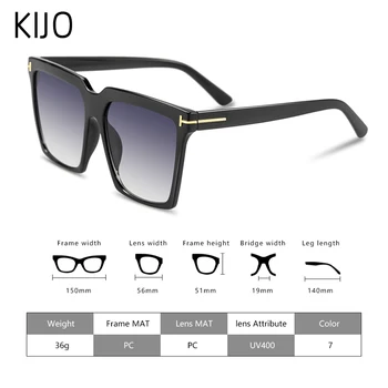 KIJO nové módne veľký štvorcový rám luxusné značky gradient hnedé okuliare pánske retro slnečné okuliare