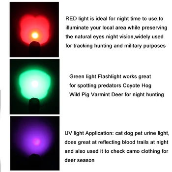 Taktické Zelená/Červená/ UV 3 Farby Lov Baterka Krvi Tracker Prasa Ručné Svietidlo+18650+Nabíjačka+Switch+Puška Zbraň Rozsah Mount