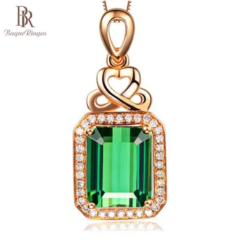 Bague Ringen Luxusné Emerald Striebro 925 Šperky Elegantné Drahokam Náhrdelník pre ženy zelené ružové Zlato Farba Výročie darček