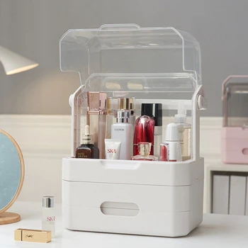 Desktop Make-Up Úložný Box Zásuvky Typ Transparentné Make-Up Organizátor Vodotesný A Prachotesný Kozmetické Šperky Prípade