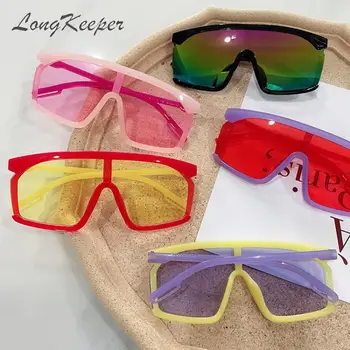 LongKeeper Nadrozmerné Štvorcových Deti slnečné Okuliare 2021 Vintage Deti Móda Chlapci Dievčatá Slnečné Okuliare UV400 Zrkadlo Jeden Kus Okuliarov