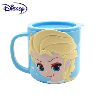 Disney deti s pokrytie domácej pitnej pohár úst štetcov pohár roztomilé dieťa cartoon mlieko pohár drop