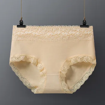 Dámske nohavičky plus veľkosť čistej bavlny priedušná žena bielizeň zatiahnite brucho stredný pás dámske bezšvové prádlo čipky