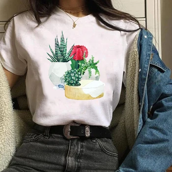 Ženy Lady Tees Grafické Tlače Rastlina, Kvet Kaktus Rastlín Mujer Camisetas Šaty, Topy Oblečenie Žien T Shirt Dámske Tričko