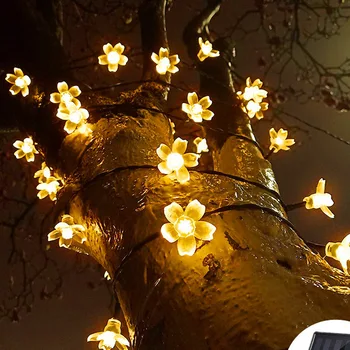 7M Solárne String Vianočné Osvetlenie Vonkajšie 23 ft 50 LED 3Mode Nepremokavé Kvetinové Záhrade Kvety Osvetlenie Strany Domáce Dekorácie