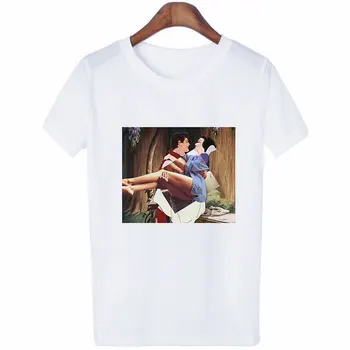 Camisetas Verano Mujer Letnej Móde Print T Shirt Harajuku Ulzzang Cartoon Zábavnej Princezná Tričko Streetwear Gotický Lumbálna T-shirt