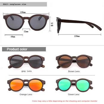 Dizajn značky Retro Retro Okrúhle slnečné Okuliare pre Mužov a Ženy Polarizované UV400 Okuliare Ručné Bambusové Drevo slnečné Okuliare
