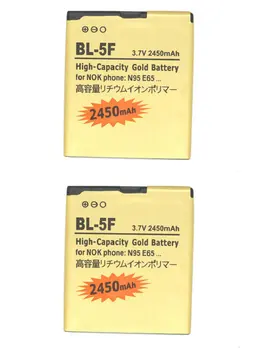Ciszean 2ks/veľa BL-5F BL 5F BL5F Zlato Náhradné Batérie Pre Nokia N95, Nokia N93 N93i N96 N98 N99 E65 6210 6290 6210S 6210N 2450mAh