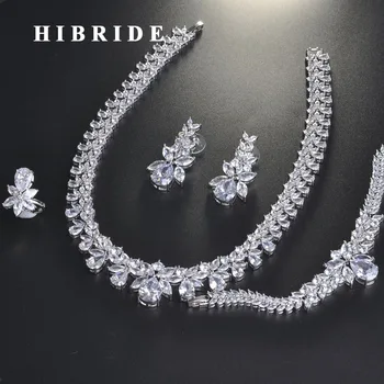 HIBRIDE Luxusné Brilantné Kubický Zirkón Svadobné Šperky Set Pre Ženy, Svadobné Doplnky, Módny Dizajn, Šperky Veľkoobchod N-713